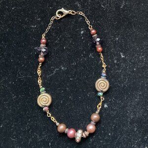 Genuine chocolate freshwater pearl Caribbean inspired 8 1/2" anklet